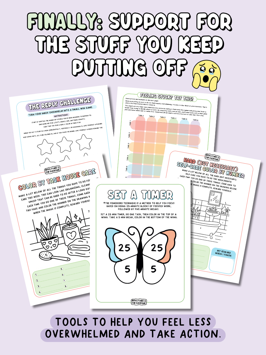 ADHD Support Pack (Printable PDF) – tools for dealing with procrastination, a lack of motivation, and brain shame