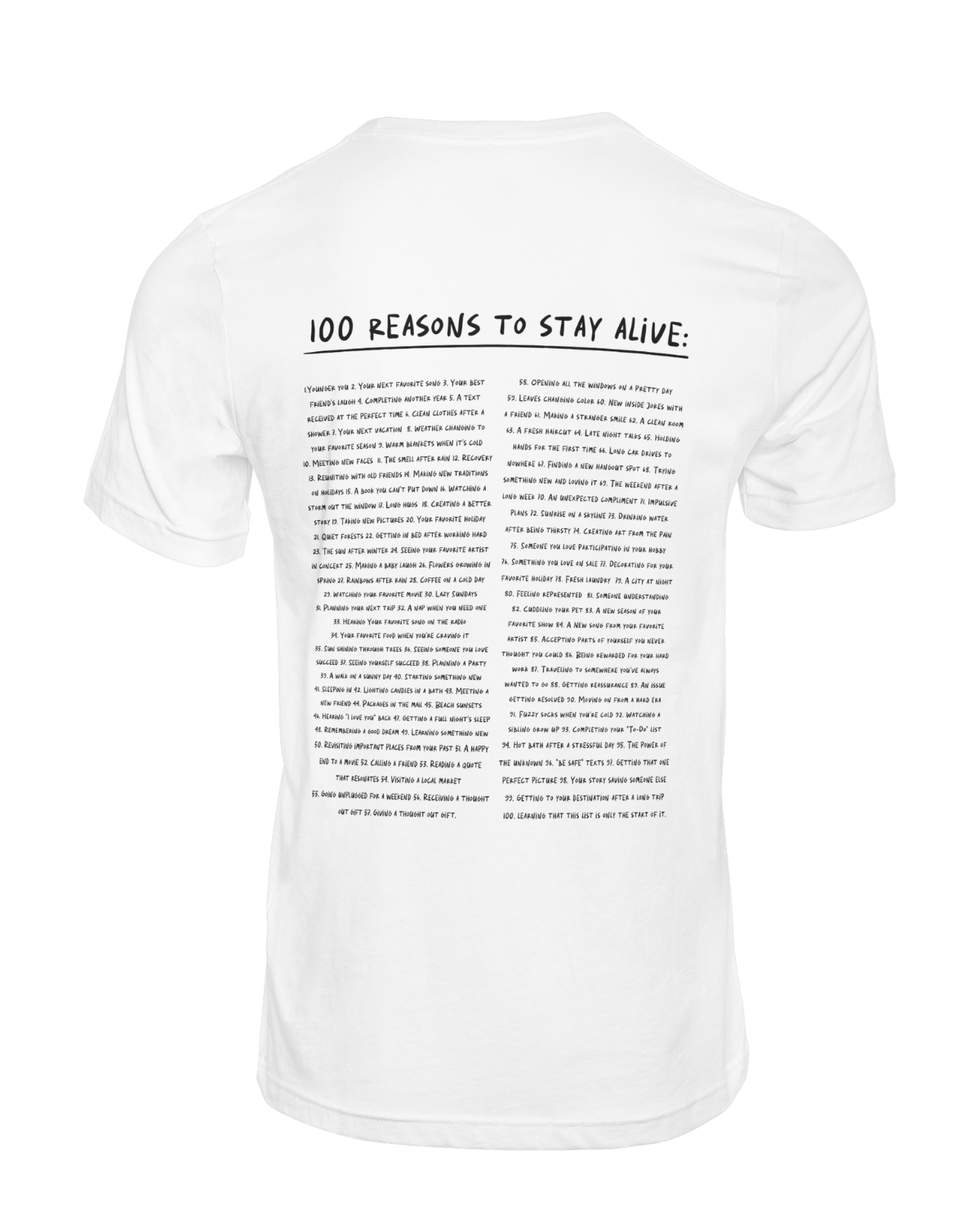 Keep Going; 100 Reasons To Stay Alive - T-Shirt