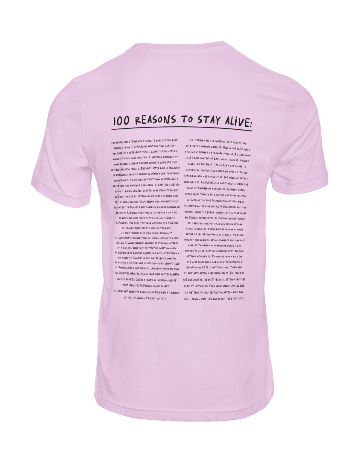 Keep Going; 100 Reasons To Stay Alive - T-Shirt