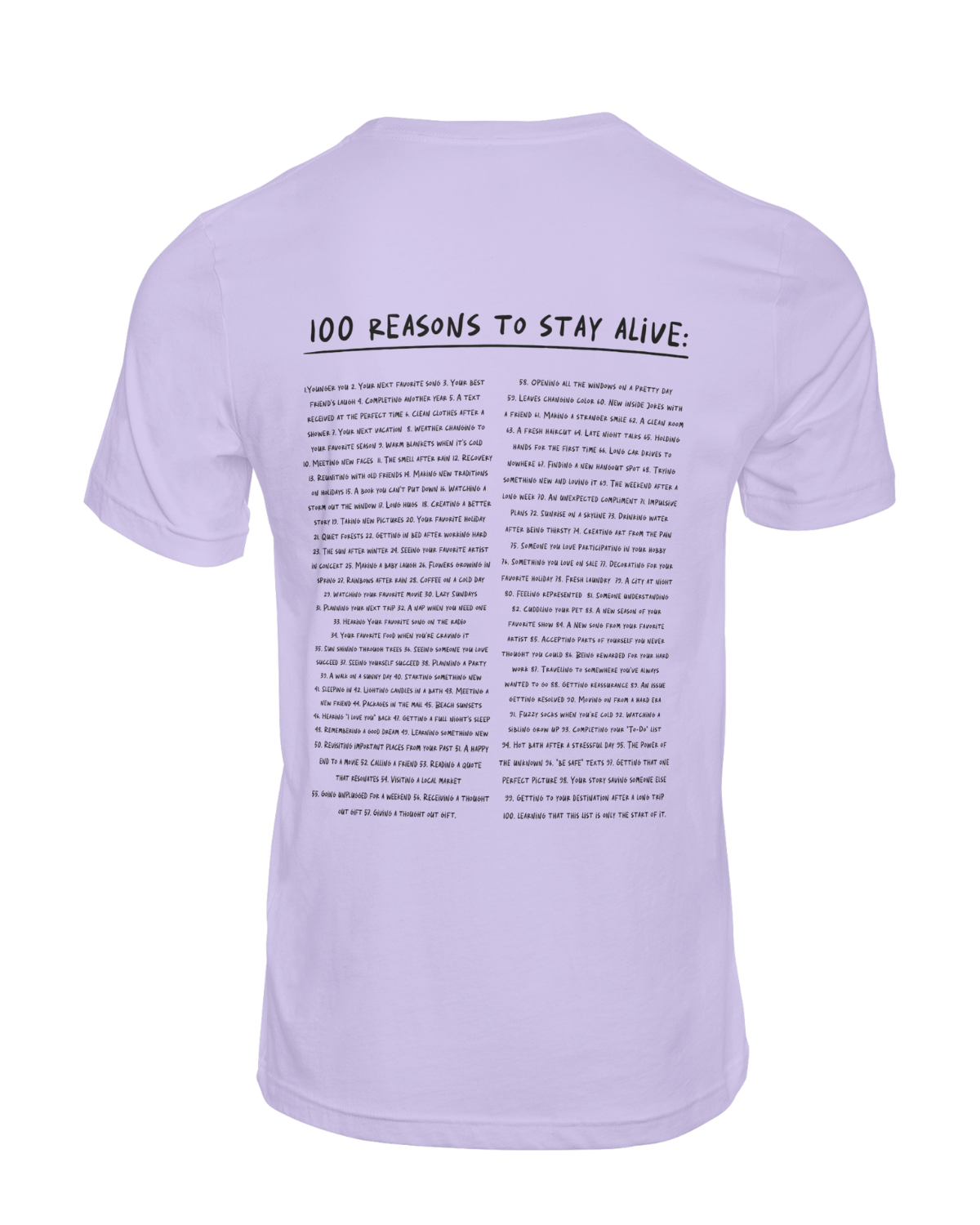 Keep Going; 100 Reasons To Stay Alive - T-Shirt