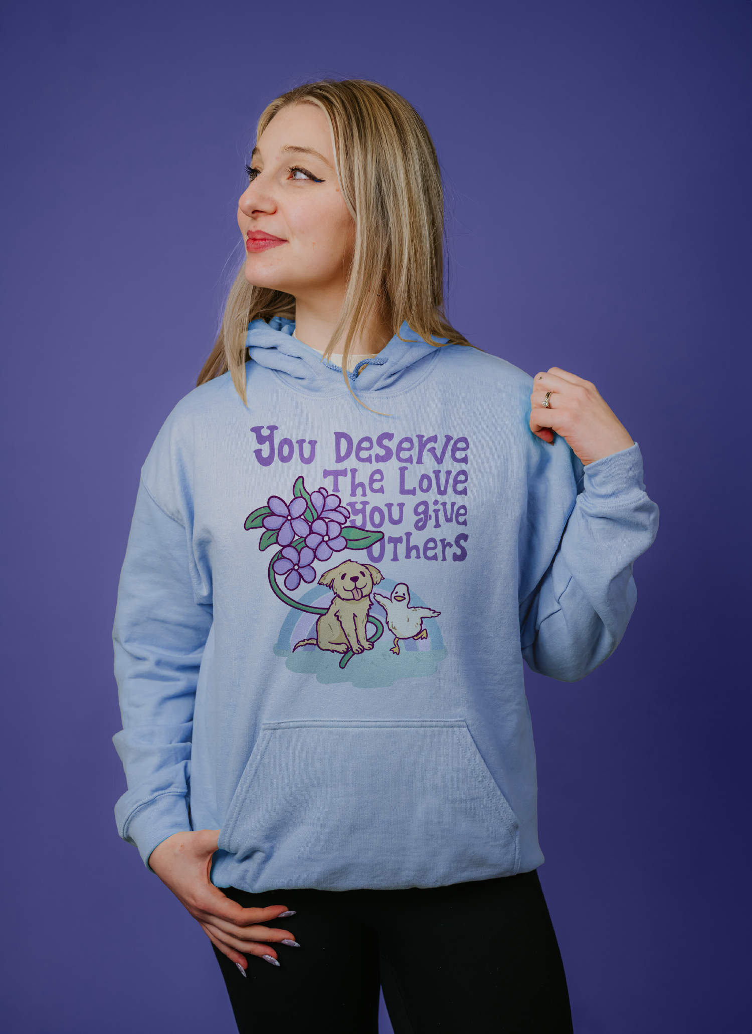 You Deserve The Love You Give Others (Dog & Duck) (includes a sleeve print!) - Hoodie