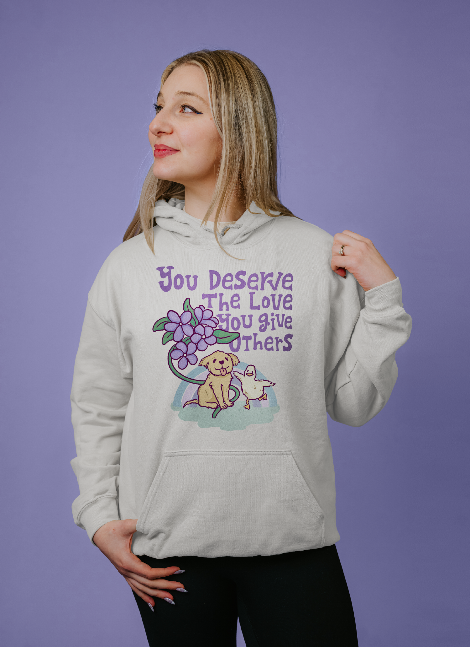 You Deserve The Love You Give Others (Dog & Duck) (includes a sleeve print!) - Hoodie