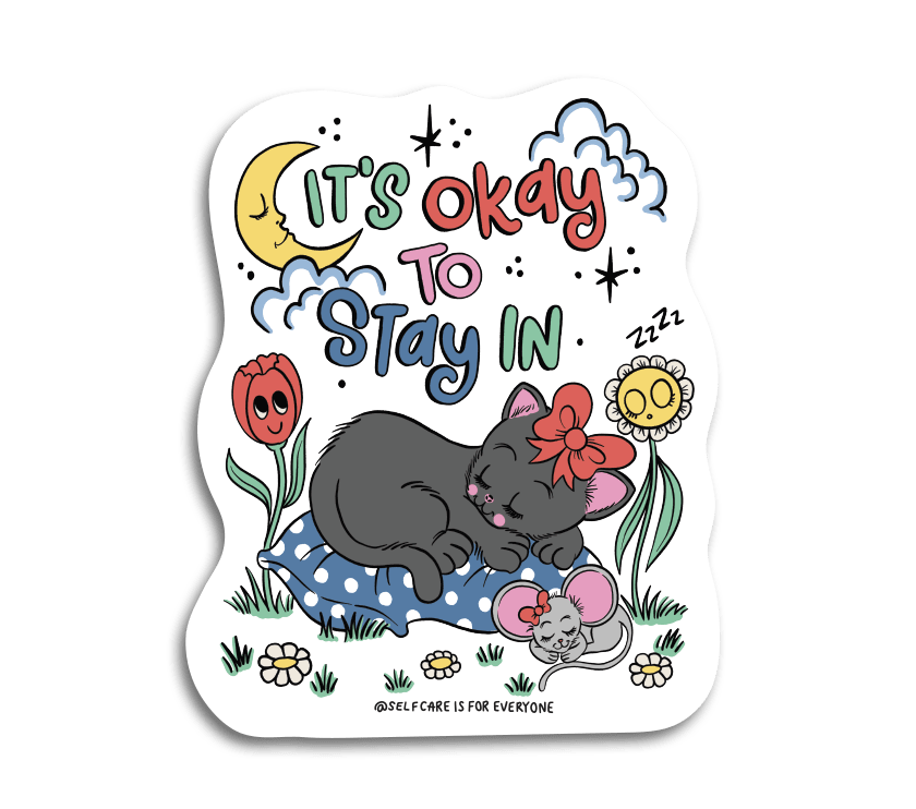 It's OK To Stay In (Black Cat) - Sticker