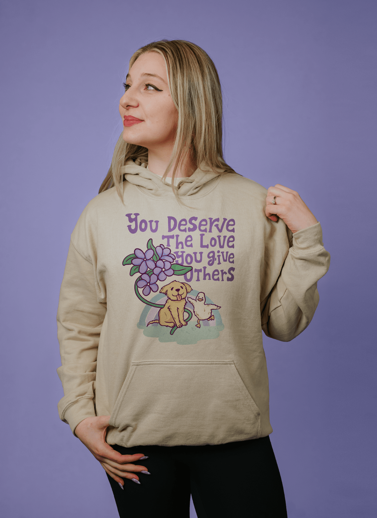 You Deserve The Love You Give Others (Dog & Duck) (includes a sleeve print!) - Hoodie