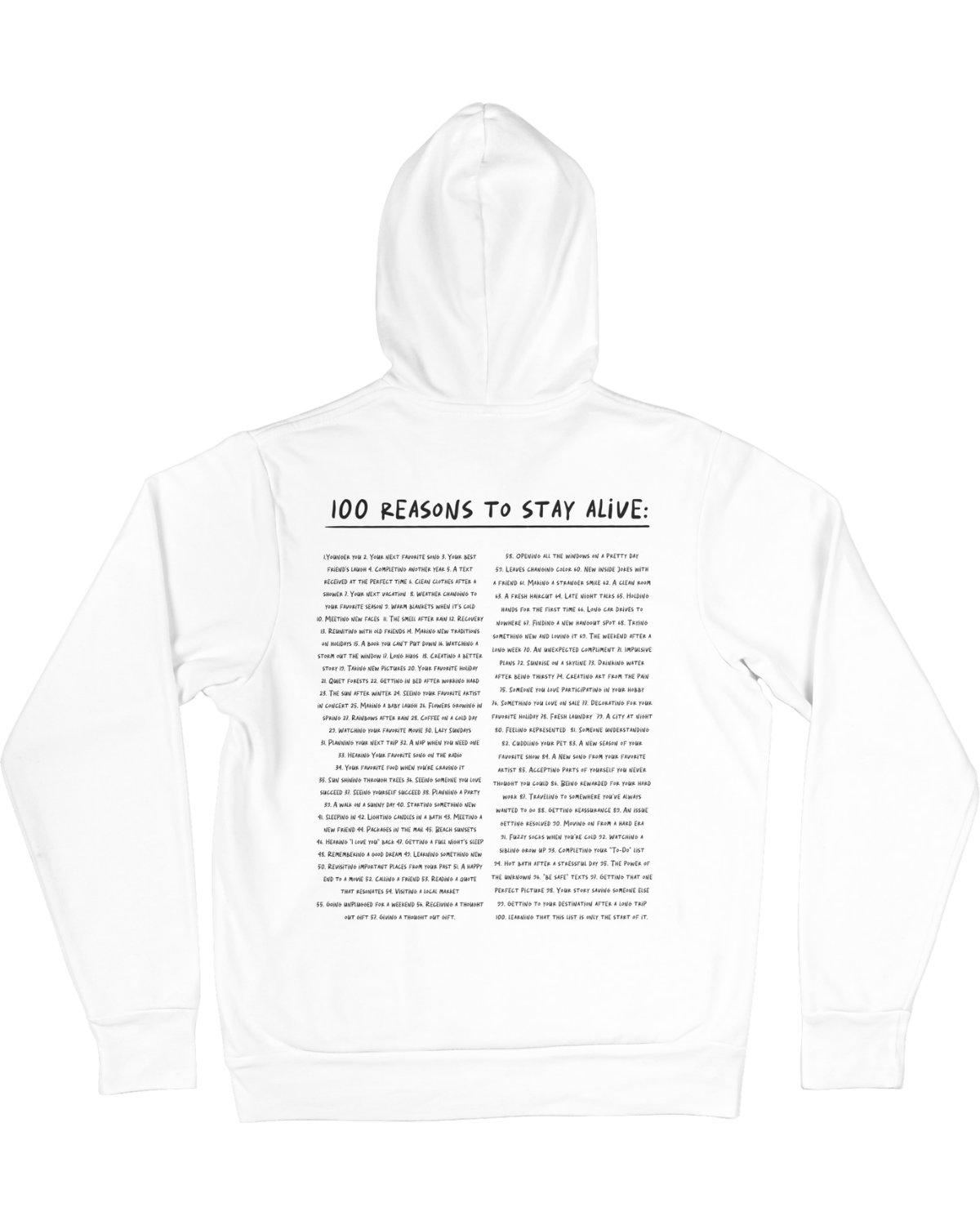 Keep Going; 100 Reasons To Stay Alive - Hoodie