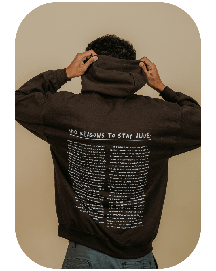 Keep Going; 100 Reasons To Stay Alive (includes a back-print & sleeve-print!) - Hoodie