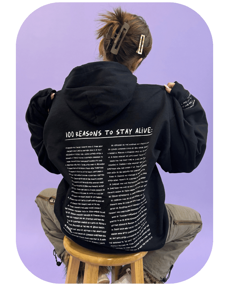 Keep Going; 100 Reasons To Stay Alive (includes a back-print & sleeve-print!) - Hoodie