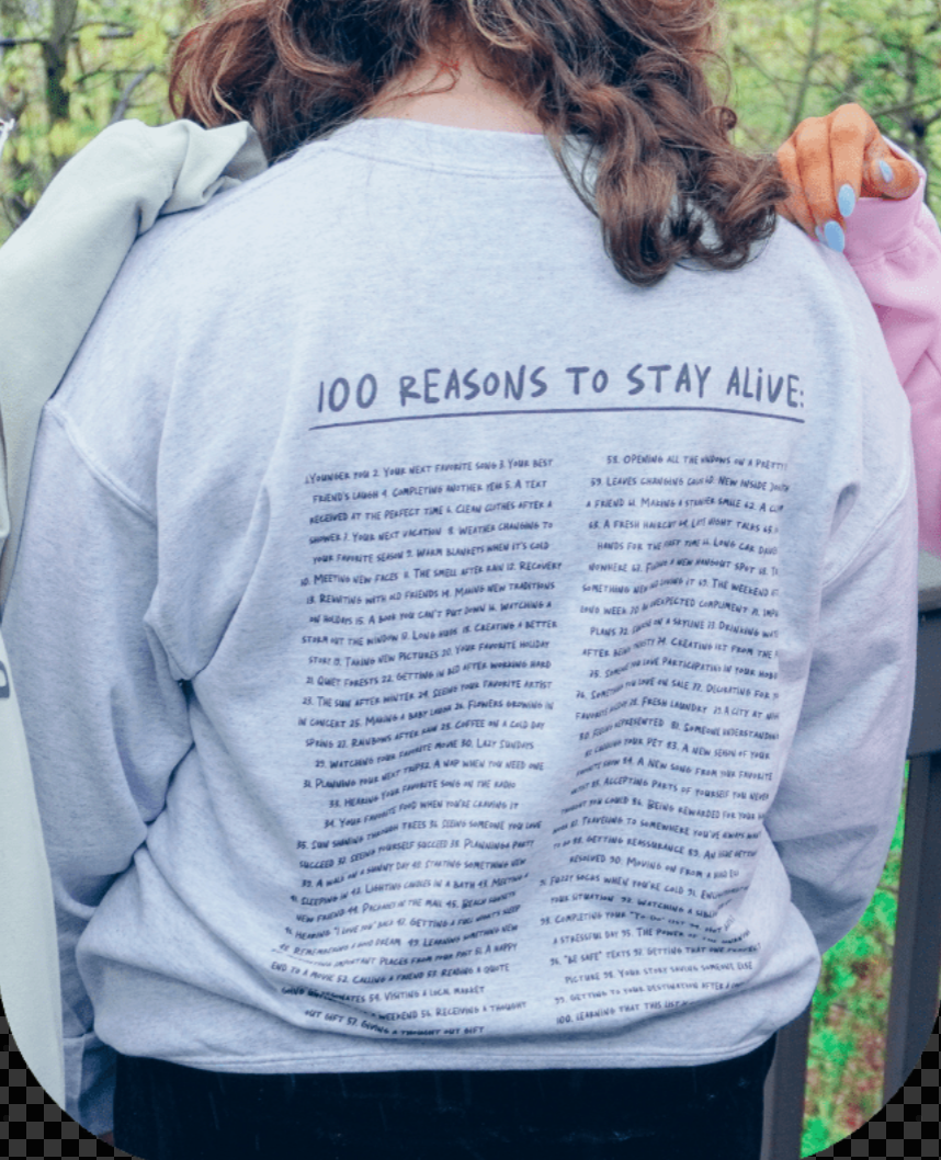 The Original 'Keep Going; 100 Reasons To Stay Alive' Sweatshirt