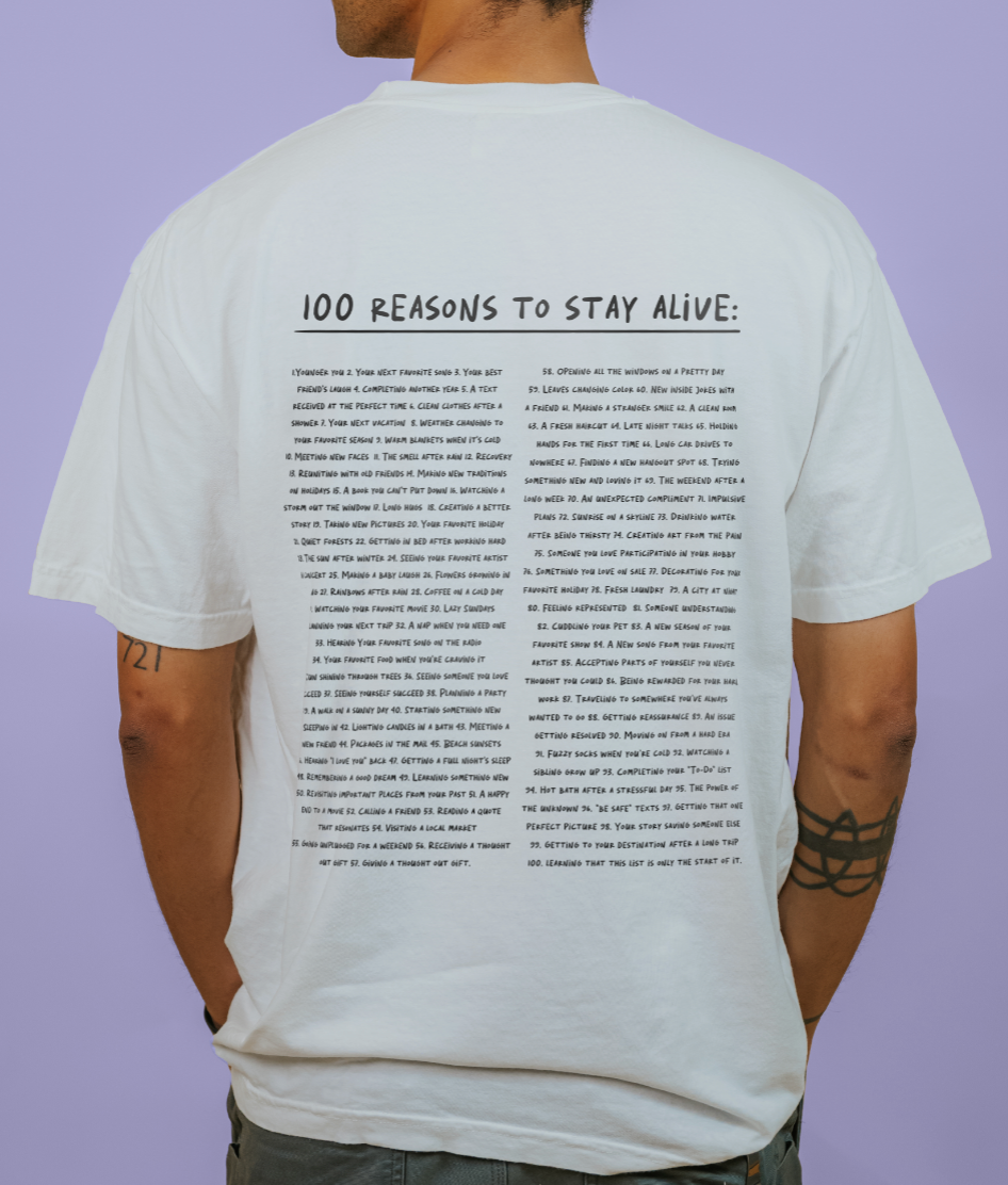 The Original 'Keep Going; 100 Reasons To Stay Alive' T-Shirt