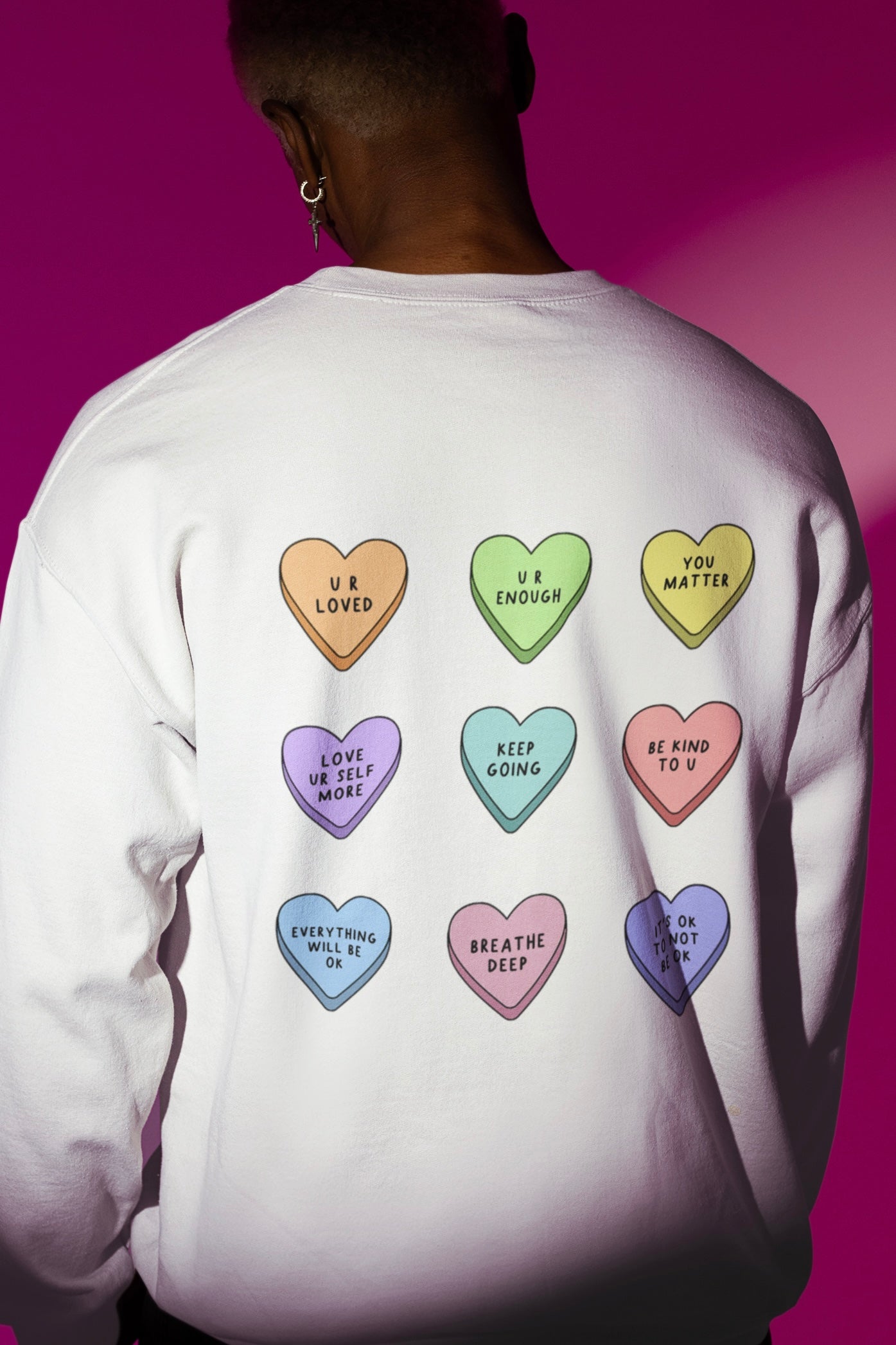 You Are Enough + Candy Hearts (Silver 🩶) - Sweatshirt