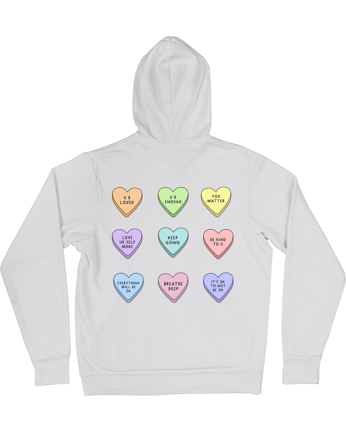 You Are Enough + Candy Hearts (Silver 🩶) - Hoodie