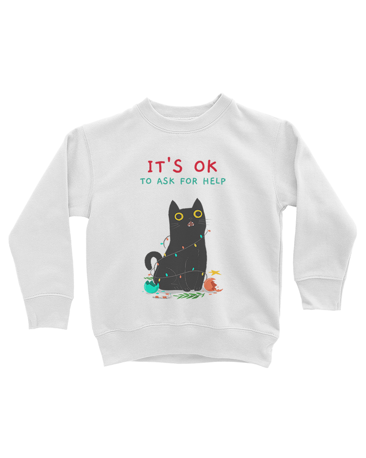 It's OK To Ask For Help (Black Cat) - Youth Sweatshirt