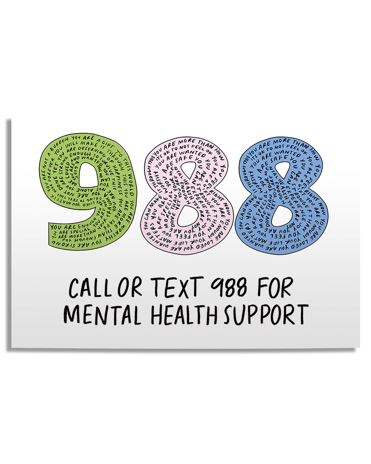 988 (Call or Text 988 For Mental Health Support) - Poster – Self-Care ...