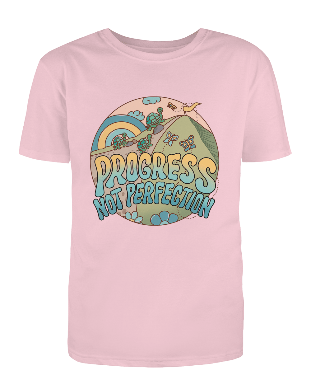 Progress Not Perfection (Turtles & Rainbow) - T-Shirt