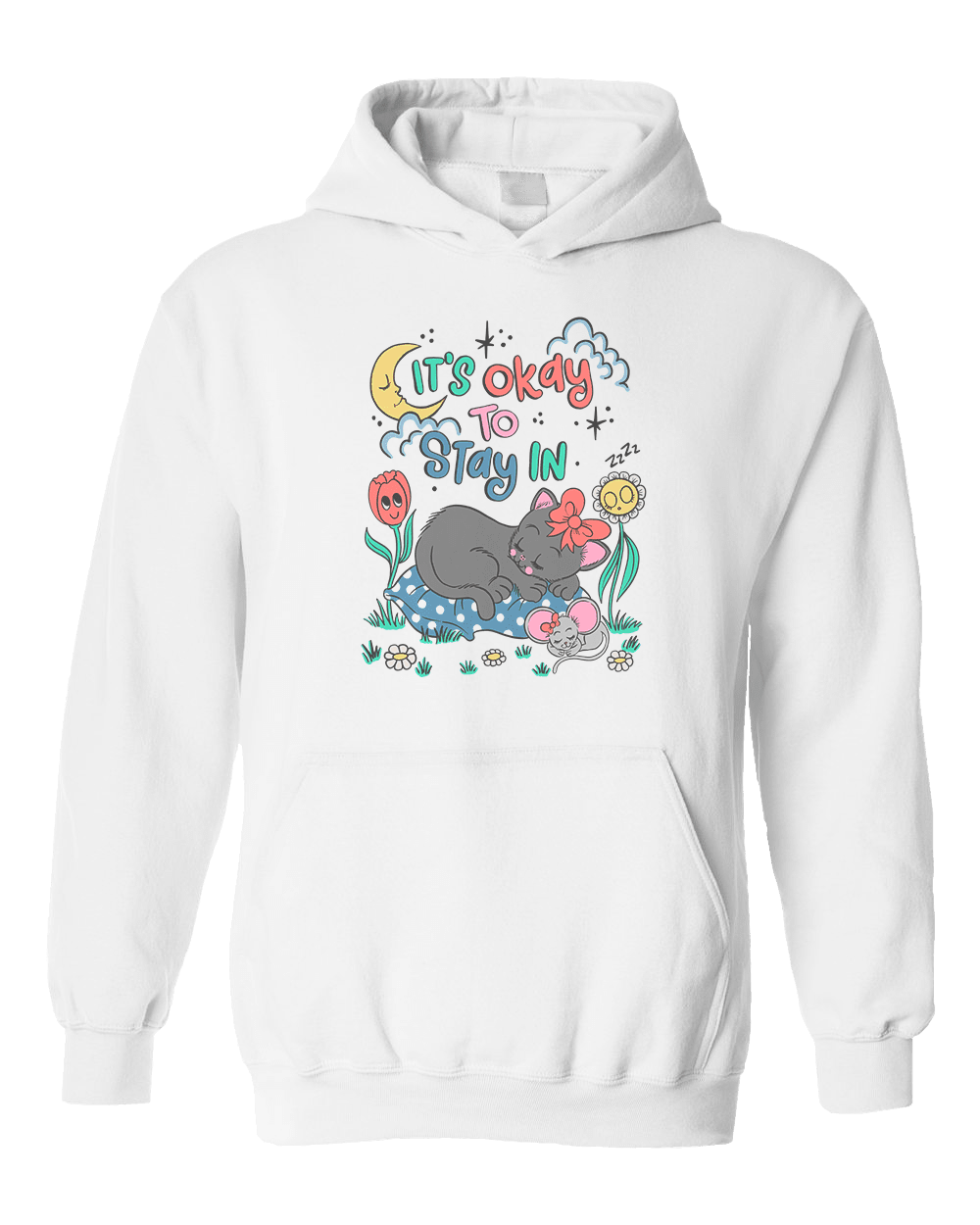 It's Okay To Stay In (Black Cat) - Hoodie